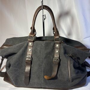 🔥SALE BLUBOON Canvas Overnight Bag Travel Duffel UNISEX Weekender Dk Grey